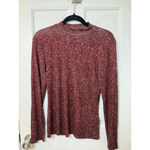 Ted Baker Junior's Red Patterned Stretchy High Neck Long Sleeve Top - Size 3
